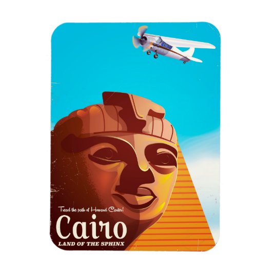 エジプト カイロ ヴィンテージ風 旅行ポスター マグネット (縦)