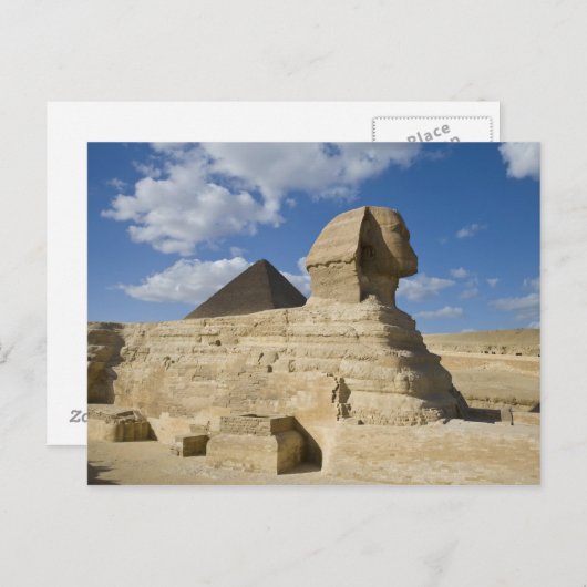 エジプト、ギザ。偉大なスフィンクスが2より上にそびえる ポストカード (正面/裏面)
