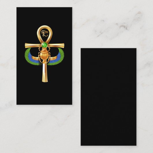 エジプト・スカラブの人工物アンク・ホルス・アイ 名刺 (正面/裏面)