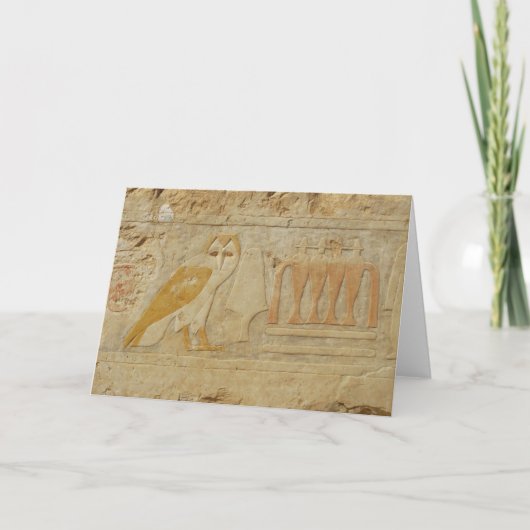 エジプト、ハトシェプスト寺、フクロウ・ヒエログリフ詳細 カード (正面)
