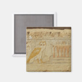 エジプト、ハトシェプスト寺、フクロウ・ヒエログリフ詳細 マグネット (正面/裏面)