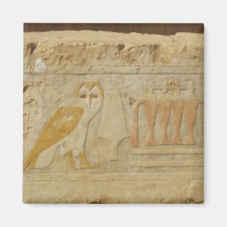 エジプト、ハトシェプスト寺、フクロウ・ヒエログリフ詳細 マグネット