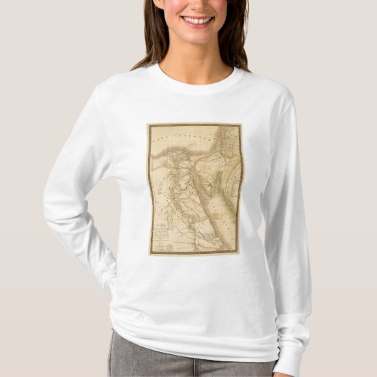 エジプト、パレスチナおよびアラビア地図 Tシャツ (正面)