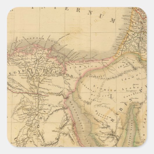 エジプト、パレスチナ、アラビアの地図 スクエアシール (正面)