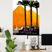 エジプト,ヤシの木の後ろのピラミッド ポスター (ホームオフィス)