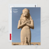 エジプト、ルクソールのカルナック神殿にあるラメセス2世の像 ポストカード (正面/裏面)