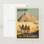 エジプト ヴィンテージ トラベル ポスター - ギザのピラミッド ポストカード (正面/裏面)