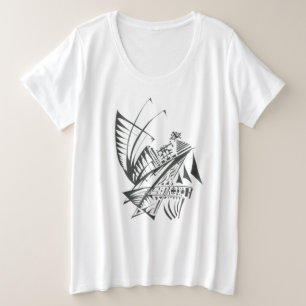 エジプト 黒 白 抽象 部族 タトゥー アート プラスサイズTシャツ