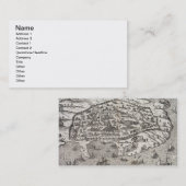 エジプト、c.1625 (版木、銅版、版画のアレキサンドリアの町の地図 名刺 (正面/裏面)