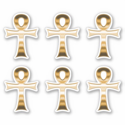 エジプトAnkh記号フェイクシルバー金属セットの6 シール (正面)