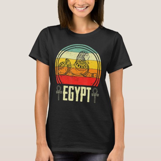 エジプトPharaoh Anubis Sphinxエジプト語学ピラミッド Tシャツ (正面)
