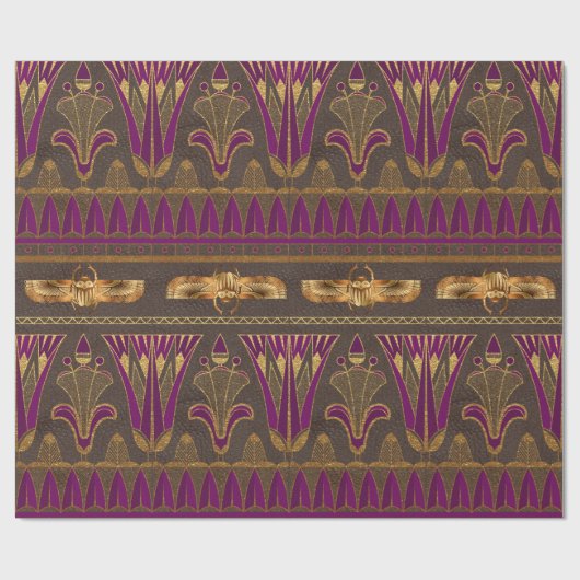 エジ王室のプトフローラと翼スカラブモチーフ ラッピングペーパー (フラット)