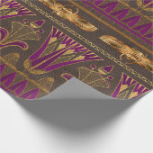 エジ王室のプトフローラと翼スカラブモチーフ ラッピングペーパー (角)