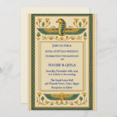 エジ王室のプト翼コブラロータス結婚金ゴールド 招待状 (正面/裏面)