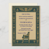 エジ王室のプト翼スカラブ&玉座金ゴールド結婚 招待状 (正面/裏面)