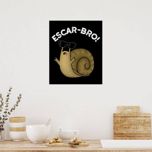 エスカルブロおもしろいエスフランスのカルゴスネイルプンダークBG ポスター (キッチン)