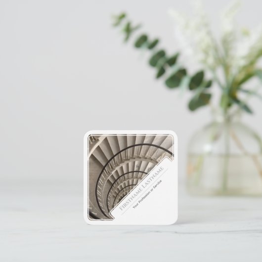 エスカレーエレガントタ階段の専門家の白いフレーム スクエア名刺 (スタンド正面)