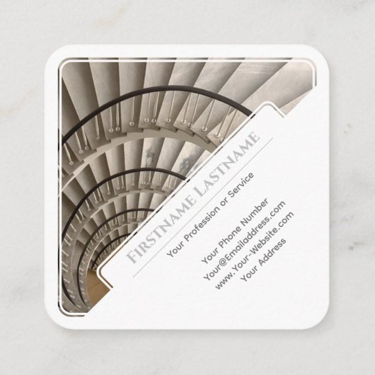 エスカレーエレガントタ階段の専門家の白いフレーム スクエア名刺 (裏面)