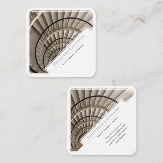 エスカレーエレガントタ階段の専門家の白いフレーム スクエア名刺 (正面/裏面)