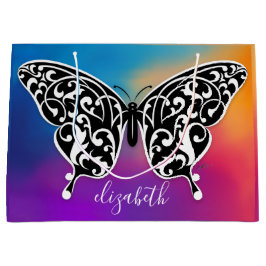 エスキによるエレガントな蝶のギフトバッグデザイン ラージペーパーバッグ