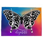 エスキによるエレガントな蝶のギフトバッグデザイン ラージペーパーバッグ (裏面)