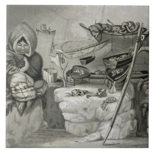 エスキモーの雪小屋のインテリア、冬の島1822年 タイル (正面)