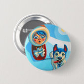 エスキモー犬 缶バッジ (正面&裏面)