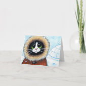 エスキモー猫およびイグルー|の動物の芸術のメッセージカード カード (正面)