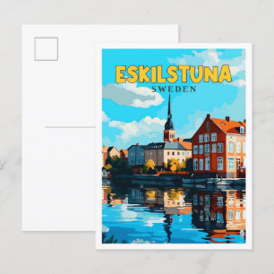 エスキルストナスウェーデンヴィンテージ旅行イラストレーション ポストカード