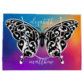 エスキーによるエレガントなバタフライギフトバッグデザイン ラージペーパーバッグ (裏面)