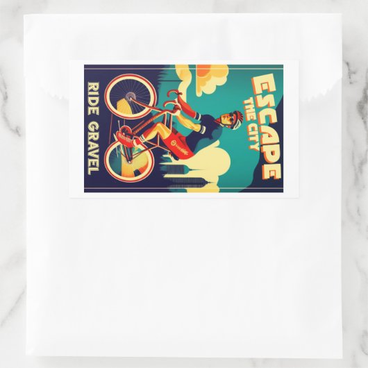 エスケープザシティライド砂利サイクリング 長方形シール (バッグ)