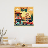 エスケープトゥローマ:レトロヴィンテージトラベル ポスター (キッチン)