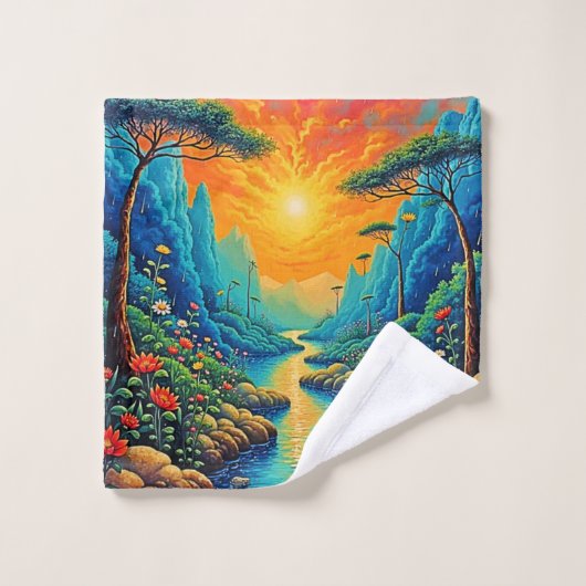 エスケープトゥ自然アートデザイン バスタオルセット (ウォッシュタオル)