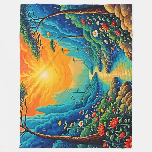 エスケープトゥ自然アートデザイン フリースブランケット (正面)