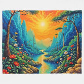 エスケープトゥ自然アートデザイン フリースブランケット (正面(横))