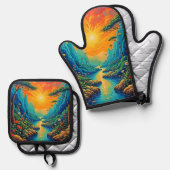 エスケープトゥ自然アートデザイン 鍋つかみ&鍋敷きセット (正面/裏面)