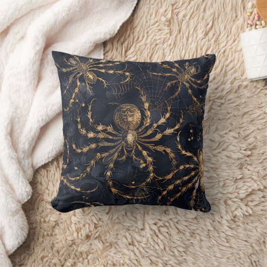 エスケープルームインテリアデコール金ゴールドスパイダーダーク クッション (ブランケット)