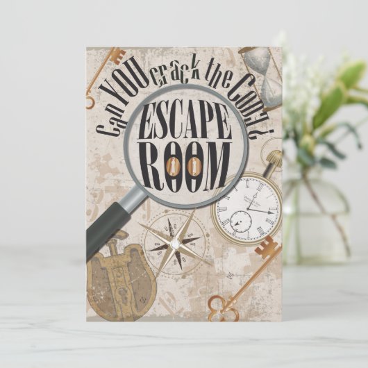 エスケープルームゲームパーソナライズされた誕生日パーティー 招待状 (スタンド正面)