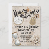 エスケープルームゲームパーソナライズされた誕生日パーティー 招待状 (裏面)