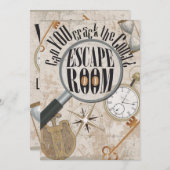 エスケープルームゲームパーソナライズされた誕生日パーティー 招待状 (正面/裏面)
