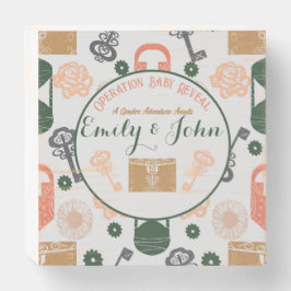 エスケープルームジェンダーが赤ちゃんシャワーを明らかにする ウッドボックスサイン