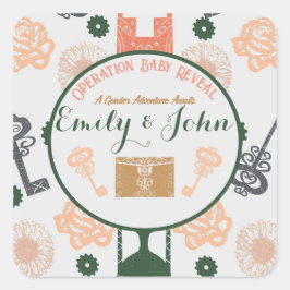 エスケープルームジェンダーが赤ちゃんシャワーを明らかにする スクエアシール