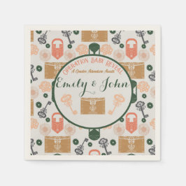 エスケープルームジェンダーが赤ちゃんシャワーを明らかにする スタンダードカクテルナプキン