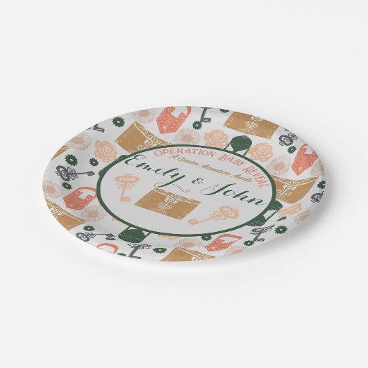 エスケープルームジェンダーが赤ちゃんシャワーを明らかにする ペーパープレート (アングル)