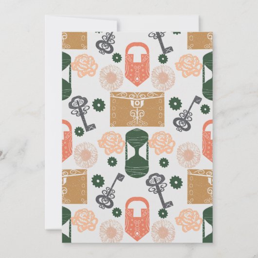 エスケープルームジェンダーが赤ちゃんシャワーを明らかにする 招待状 (裏面)