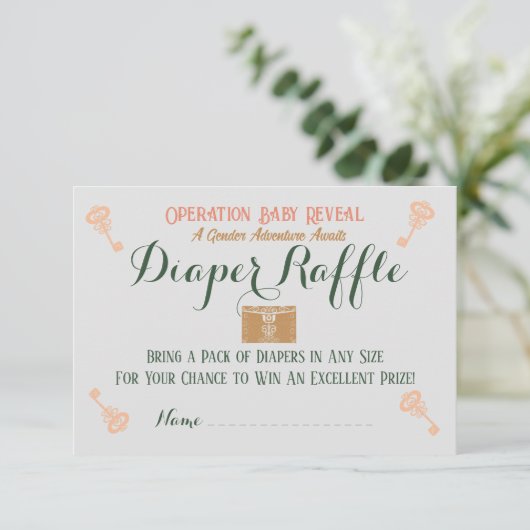 エスケープルームジェンダーリビールおむつラッフル エンクロージャーカード (スタンド正面)