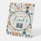 エスケープルームジェンダー明らかに赤ちゃんシャワーゲームステーション 台座サイン (正面)