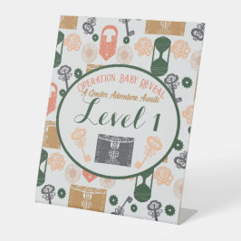 エスケープルームジェンダー明らかに赤ちゃんシャワーゲームステーション 台座サイン