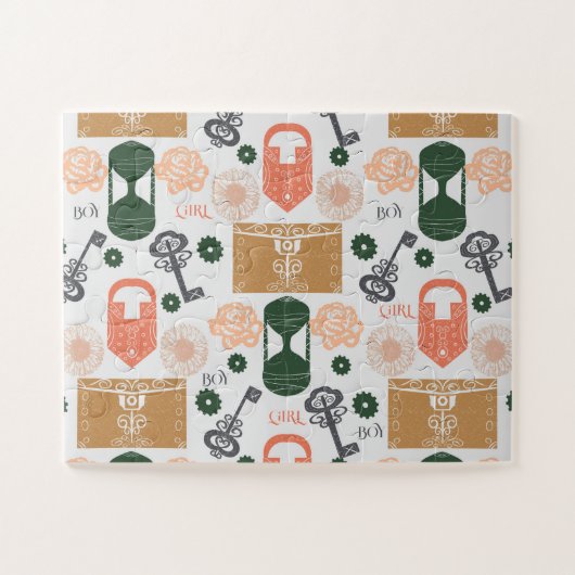 エスケープルームジェンダー明らかに赤ちゃんシャワーゲーム ジグソーパズル (横)