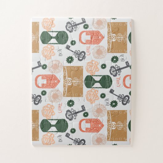 エスケープルームジェンダー明らかに赤ちゃんシャワーゲーム ジグソーパズル (縦)